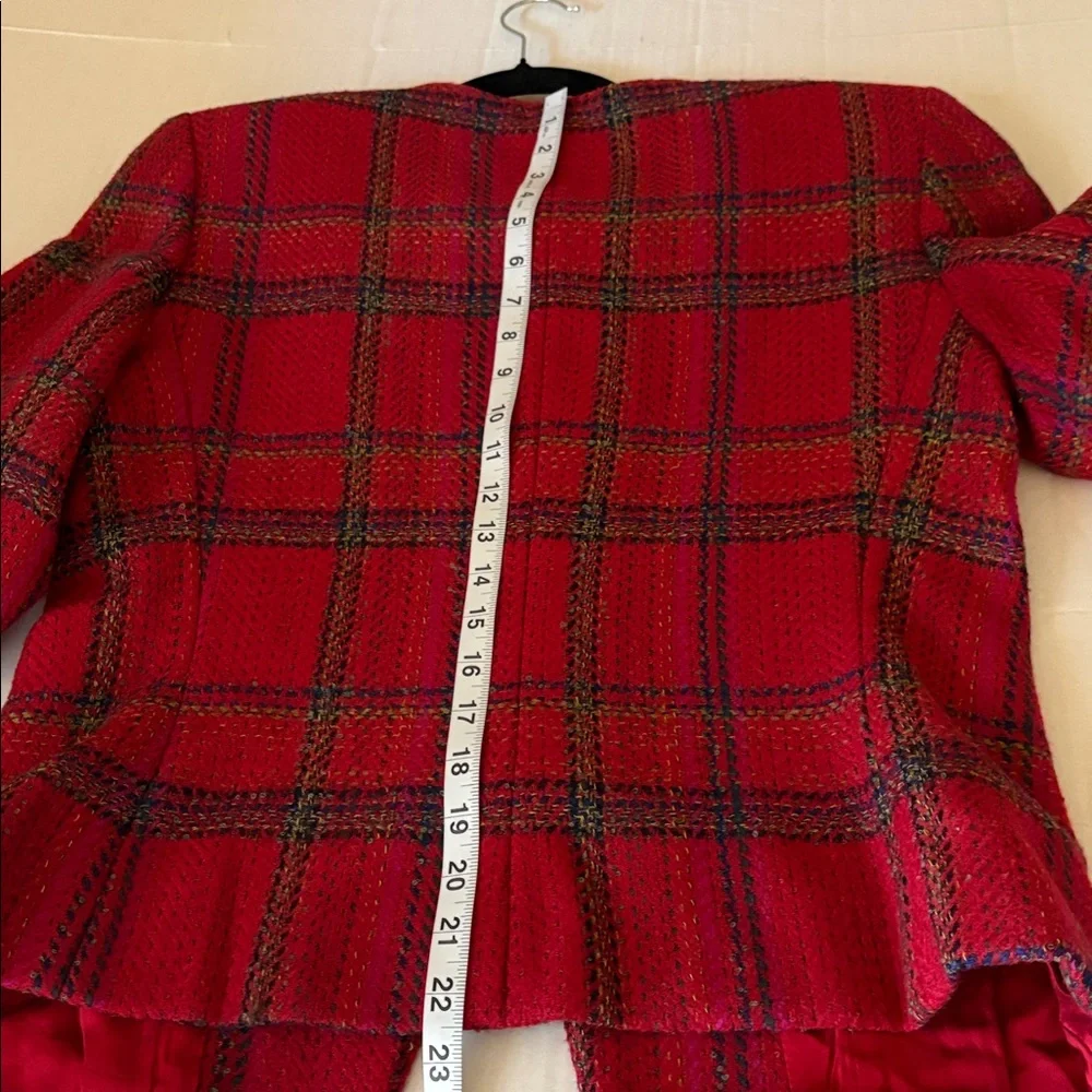 Ellen Tracy Vintage Wool Blend Jacket Red Plaid Chained Link  Retro Buttons, 8 - Picture 9 of 10